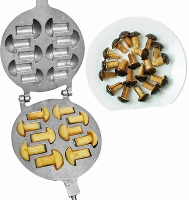 Cookie Mushroom Sweet Pastry Maker Russian Baker Mushrooms Cookies Form Iron Pan - Image 1 of 4