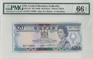 1986 Fiji Central Monetary Authority $20 PMG 66 Gem-Uncirculated - Picture 1 of 2