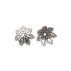 Capsules de perles fleur 9 mm plaquées nickel 41207 (144) métal de base couleur argent