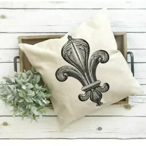 French Country, Pillow Cover, Fleur De Lis, Handmade, Easter, Mother's Day, - Picture 1 of 4