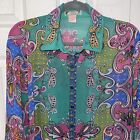 Ladies Flying Tomato Multicolor Teal Pink Shirt Top Blouse Sz M