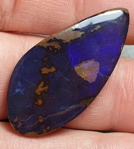 Polished Boulder Opal Yowah Dark Blue Purple Crystal 19.25 Ct Lapidary Australia - Picture 1 of 13