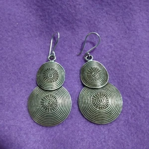 PENDIENTES PLATA FINA 925 ARTESANÍA VINTAGE JOYERÍA TRIBAL MUJER LOTE1704 - Imagen 1 de 4