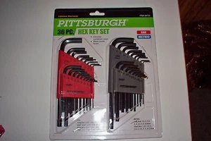 36 pc Hex Key Set Allen Wrench SAE Metric Merchanics Tool Set Long or Short Arm - Bild 1 von 1