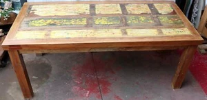 Dining Table Style Industrial Wooden Teak Recycled Multicolor From Barch - Picture 1 of 10