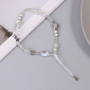 Y2k Clear Bear Phone Lanyard Beaded Chain Bracelet Phone Lanyards Wrist Strap - Zdjęcie 1 z 11