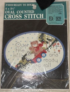 DMC Counted Cross Stitch Kit Over the Hill & Ready to Roll 50s Birthday No Frame - Picture 1 of 2