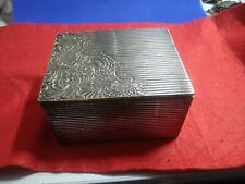 Vintage Metal Silver Plate, Deco, Wooden Lined Cigarette Box . 
