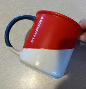 Starbucks Keramik Winkel getaucht weiß rot blau 2017 Kaffeebecher Teetasse 12 oz - Bild 1 von 6