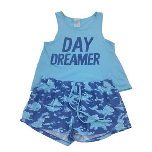 Munki Munki Damen Medium Pyjama Set Shorts Tank Top Day Dreamer Blue Clouds - Bild 1 von 10