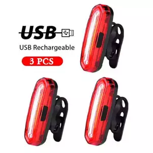 3 PCS Bike Tail Light USB Rechargeable LED Bicycle Rear Light Ultra Bright MTB B - Picture 1 of 6