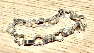 Quality ITALIAN STERLING SILVER Interlocking Hearts Bracelet Fits 8" Wrist 27Gr - Picture 1 of 3