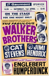 JIMI HENDRIX, CAT STEVENS IPSWICH, ENGLAND 1967 Concert Poster 11 X 17 Framed - Picture 1 of 2