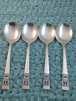 Cucharas sopera de 4 cremas Oneida Coronation cubiertos comunitarios plateados de 6 1/8" Foto 1 de 4