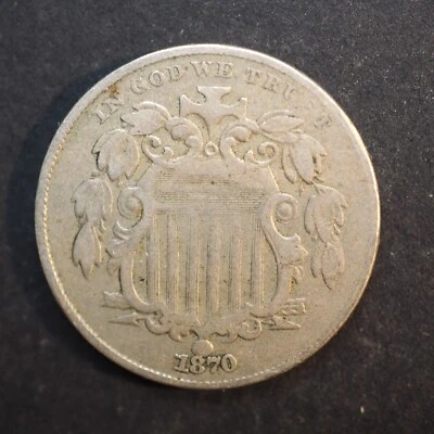 1870 **P**  SHIELD  NICKEL *NICE * FREE SHIPPING M2184 - Image 1 of 2