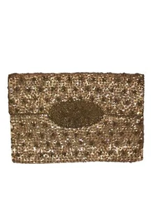 Borsa vintage in raso pochette Hong Kong con perline - Foto 1 di 8