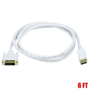 6FT DisplayPort DP Male to DVI Male M/M Cable Cord PC TV Mac Monitor Gold Plated - Picture 1 of 3