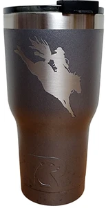 RTIC 20oz Insulated Tumbler Travel Camp Cup Graphite Gray Bronco Riding Saddle - Picture 1 of 5