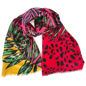 Bright Colours Tropical Design Large Scarf Wrap Shawl Pinks Beach Cover Up - Imagen 1 de 2