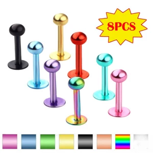 8PCS Surgical Steel Labret Monroe Lip Rings 16G Ear Tragus Helix Studs Piercing - Picture 1 of 4