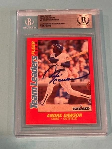 ANDRE DAWSON signierte 1988 Fleer Team Leader Karte #7 Beckett BAS - Bild 1 von 2