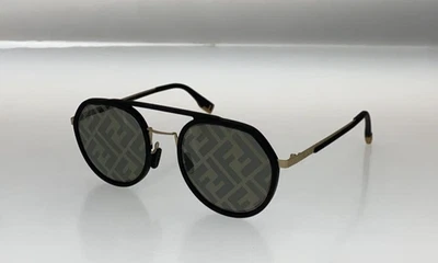 Очки солнцезащитные FENDI FE40040U 02C размер 51 черная оправа монограмма объектив пилот подлинные - Изображение 1 из 4