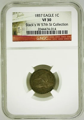 1857 Flying Eagle Cent - Stack's W 57th St Collection - NGC VF 30 - Image 1 of 3