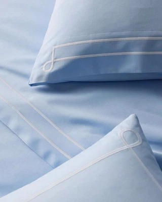 SERENA & LILY Serena and Lily Southport Cape BLUE/Hydrangea with White Euro Pillow Shams