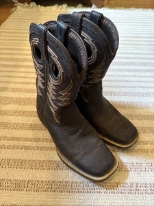 Kids Durango Lil Rebel Square Toe Boots Brown 2M VGUC - Picture 1 of 18