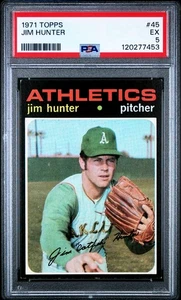 PSA 5 - 1971 Topps # 45 Jim (Catfish) Hunter Oakland A's HOF - Picture 1 of 2