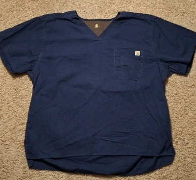 Carhartt Scrub Top Classic Fit Men's Pocket Short Sleeve Navy Blue Nurse 2XL XXL - Image 1 of 4