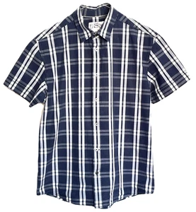 Levi Strauss check shirt Short sleeve size M cotton classic fit navy blue CF - Picture 1 of 4