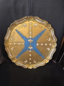 Vintage Florentine Tray Hand Painted Blue Gilt Gold Italy 13 1/4” Numbered - Picture 1 of 6