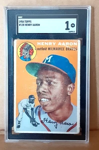 1954 Topps #128 Hank Aaron Rookie Karte SGC 1 - Bild 1 von 7