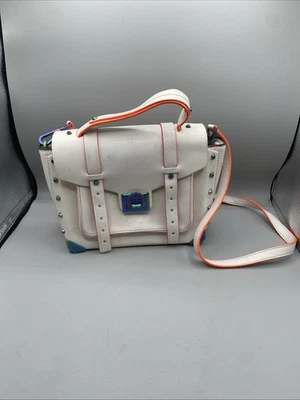Cartera Michael Kors Manhattan Mediana Ribete en Contraste Cuero Blanco Defectos Leer Foto 1 de 4