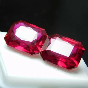 Natural Red Ruby Emerald Shape 16 Carat CERTIFIED Loose Gemstone - Picture 1 of 9