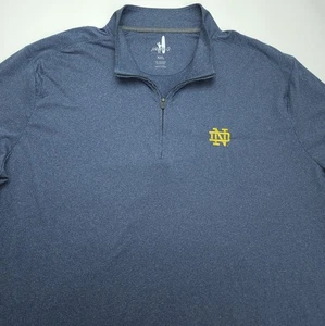 XXL Johnnie-O Notre Dame 1/4 Zip Pullover Men's Flex Fighting Irish Heather Navy - Picture 1 of 7