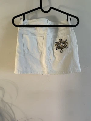 Polo Ralph Lauren Mujer Blanco Grande Logo Cinturón Mini Falda Denim Talla 12 Foto 1 de 4