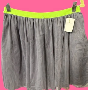 Cat & Jack Girl size XL Mini Skirt Neon Lime green Gray Tulle elastic waist Tutu - Picture 1 of 4