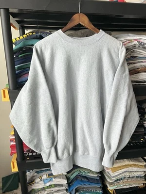 Sudadera Vintage Años 90 Champion Tejido Inverso Completo En Blanco Gris Azulado Talla XL Foto 1 de 4