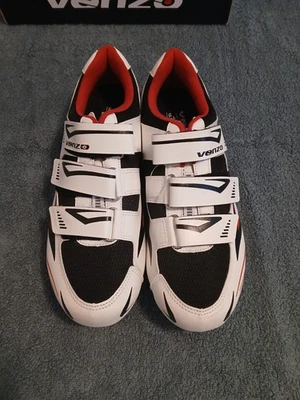 VENZO MX Cycling Bicycle Shoes White/Black/Red - MENS US 9 W10.5 - Image 1 of 4