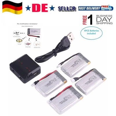 4 stk. 650mAh 3.7V Lipo Akku + USB Ladegerät Für Syma X5C X5SC X5SW RC Drohne - Bild 1 von 4