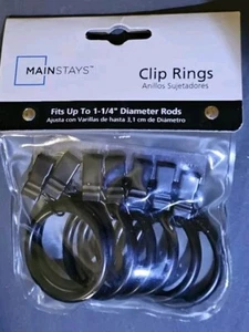 Set aus 7 NEU IM KARTON Hauptstützen Metall Vorhang Clip Ringe Satin Schwarz Finish.  - Bild 1 von 3