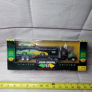 Vtg 1997 premiere 1/64 diecast John deere transporter semi w/stock car #97 Nasca - Picture 1 of 6