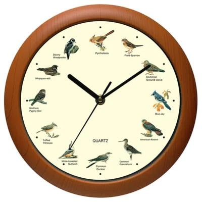 Reloj De Pared De Pajaro Cantor De 12 Pulgadas Con Nombres Y Canciones De Pa - Image 1 of 4