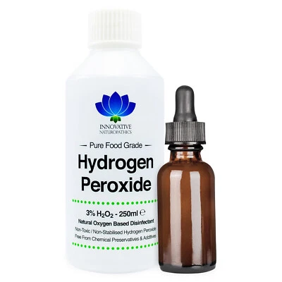 INNOVATIVE NATUROPATHICS Hydrogen Peroxide Food Grade 3% Solution + FREE Glass Dropper Bottle