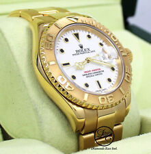 Rolex Yacht Master 16628 40mm 18K Yellow Gold White Dial Watch Box/Papers *MINT*
