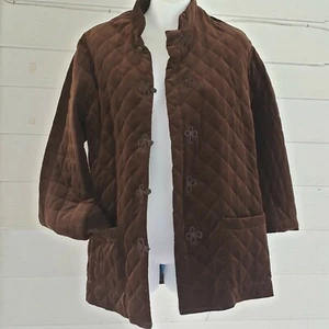 Vintage Designer F.A. Chatta Quilted Jacket Striped Lining Sz Large Velveteen... - Picture 1 of 7