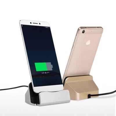 2in1 Phone Charger Desktop Dock Stand Station Micro USB Cable Charging Type-C - Image 1 of 4