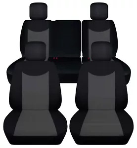 Front+Rear blk-charcoal custom fit car seat covers fits JK wrangler 4dr 07-2018 - Foto 1 di 10